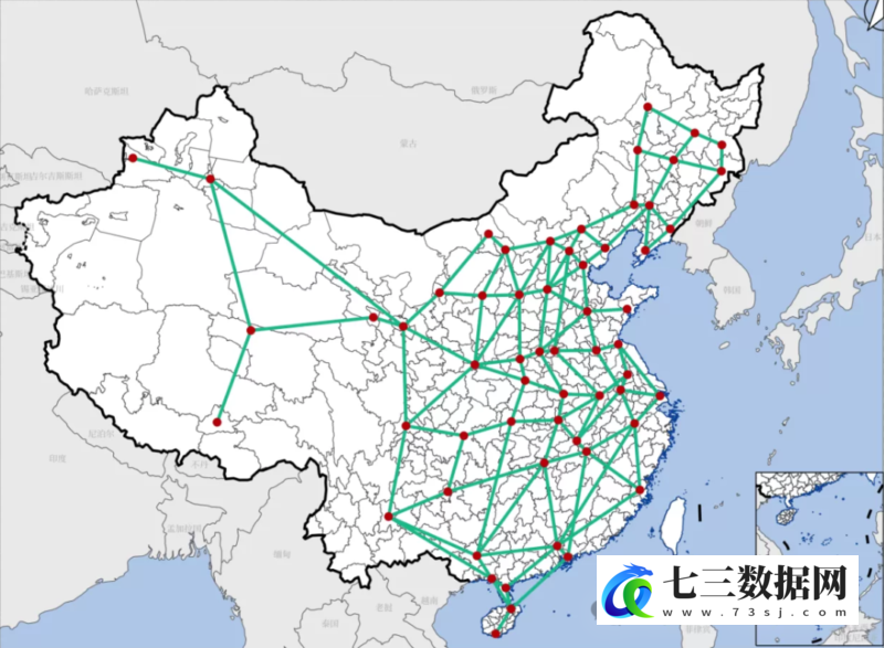 数字基础：地级市到“八纵八横”节点的最短距离-七三数据网