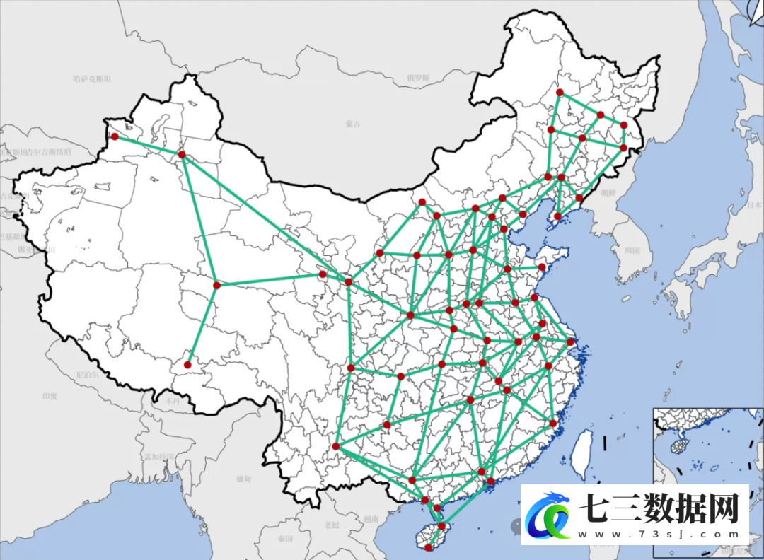 数字基础：地级市到“八纵八横”节点的最短距离-七三数据网
