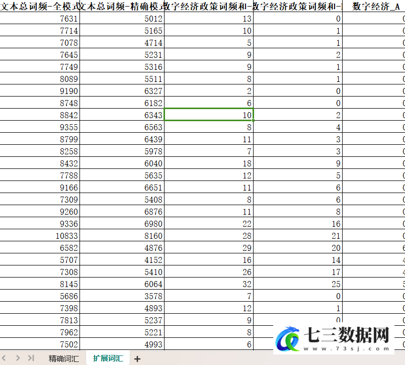 2002-2024年地级市、省级、中央政府-数字经济政策词频数据-七三数据网