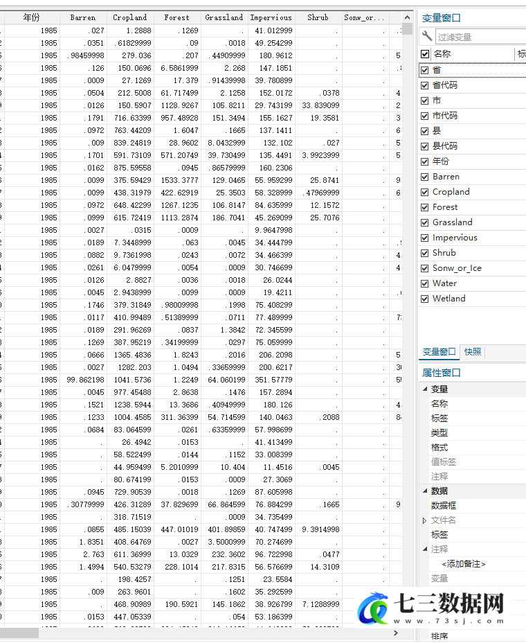 1985-2023年省市县土地覆盖面积数据-七三数据网