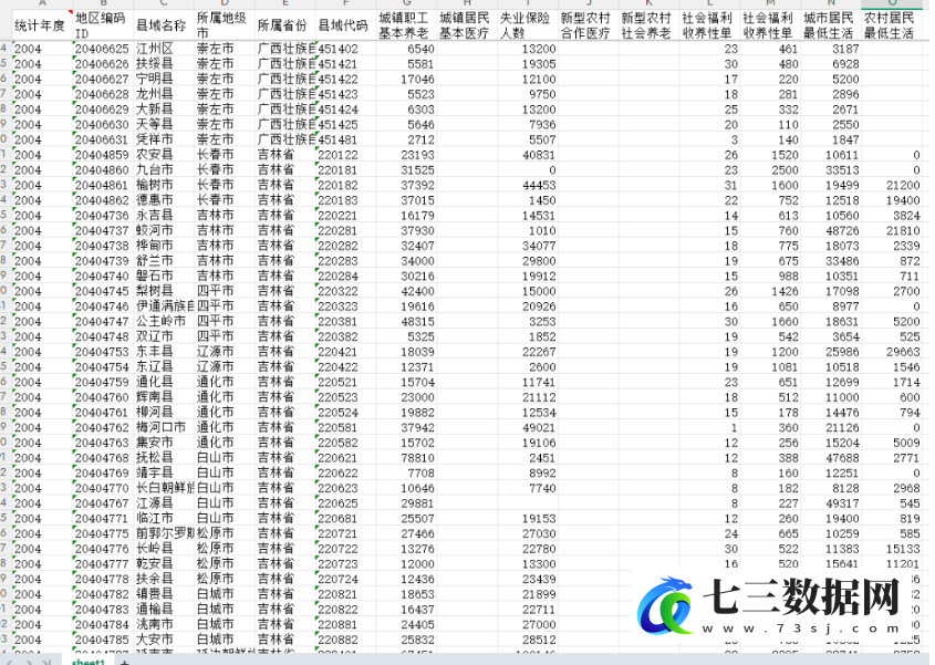 2000-2024年县域社会保险与福利数据-七三数据网